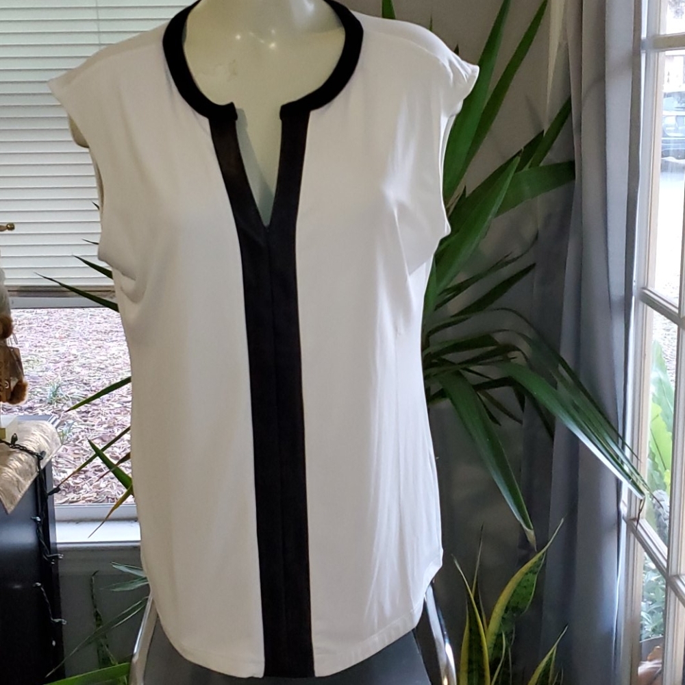 CALVIN KLEIN black and white blouse
